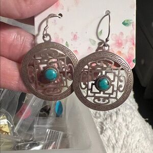 Silver and Turquoise Dangle Earrings